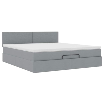 Struttura Letto Pouf con Materassi 200x200 cm in Tessuto | homemem39