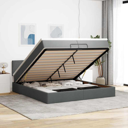 Struttura Letto Pouf con Materassi 200x200 cm in Tessuto