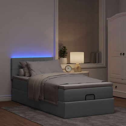 Pouf Letto con Materasso e LED Grigio Chiaro 80x200cm Tessuto