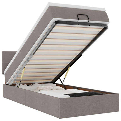 Struttura Letto Pouf con Materasso Tortora 80x200 cm in Tessuto