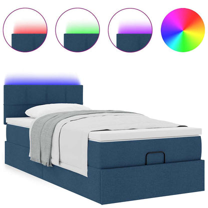 Struttura Letto Pouf con Materasso Blu 80x200 cm in Tessuto | homemem39
