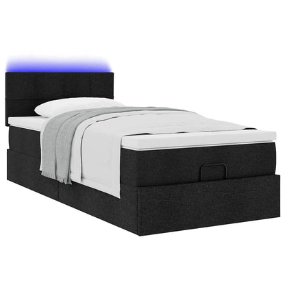 Struttura Letto Pouf con Materasso Nero 90x190 cm in Tessuto | homemem39