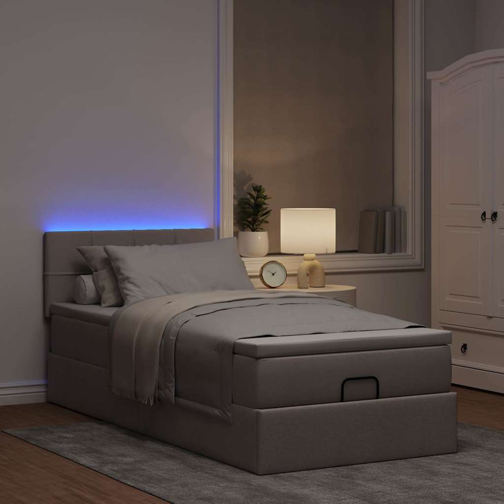 Struttura Letto Pouf con Materasso Tortora 90x190 cm in Tessuto | homemem39