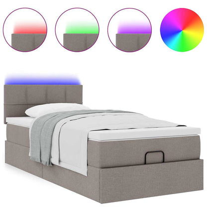 Struttura Letto Pouf con Materasso Tortora 90x190 cm in Tessuto | homemem39