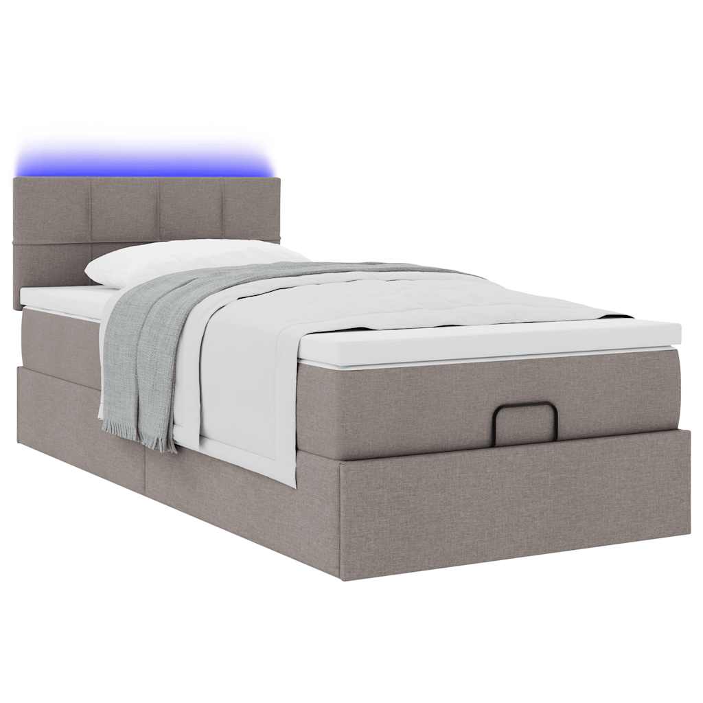 Struttura Letto Pouf con Materasso Tortora 90x190 cm in Tessuto | homemem39