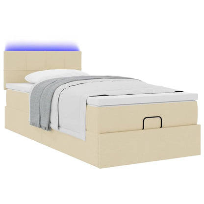 Struttura Letto Pouf con Materasso Crema 90x190 cm in Tessuto | homemem39