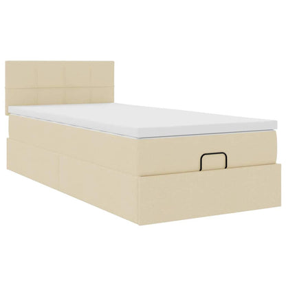 Struttura Letto Pouf con Materasso Crema 90x190 cm in Tessuto | homemem39