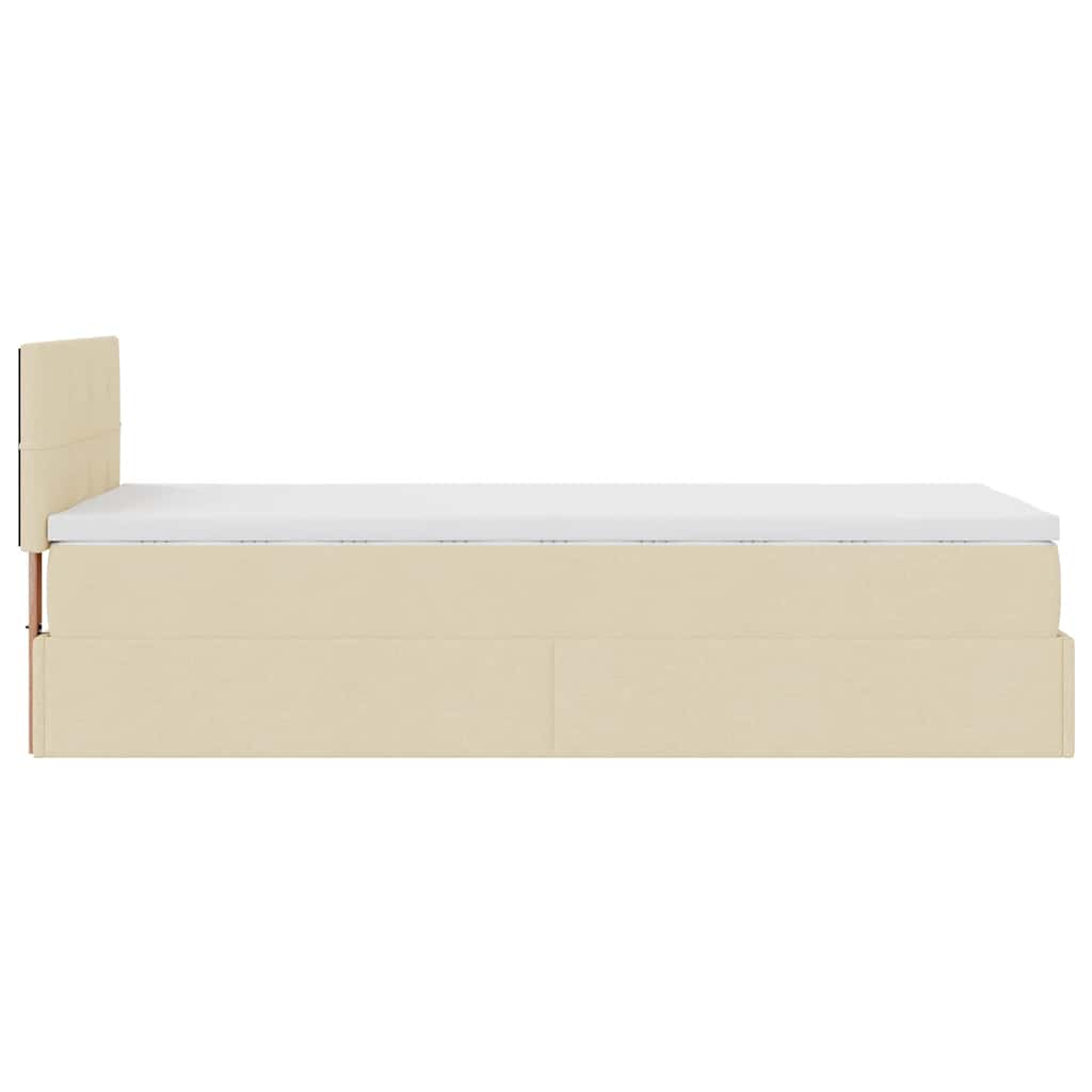 Struttura Letto Pouf con Materasso Crema 90x190 cm in Tessuto | homemem39