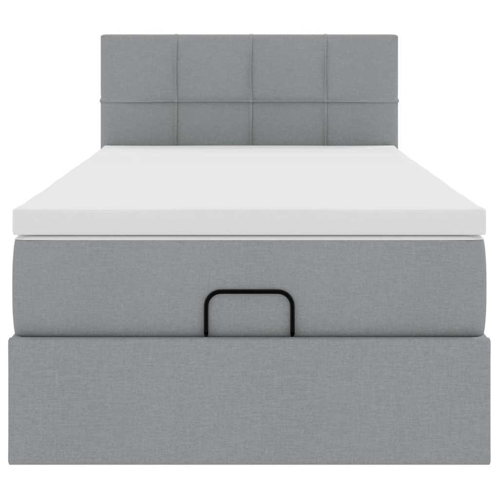 Pouf Letto con Materasso e LED Grigio Chiaro 90x200 cm Tessuto - homemem39