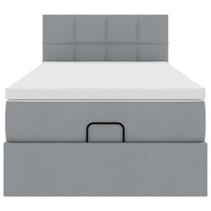 Pouf Letto con Materasso e LED Grigio Chiaro 90x200 cm Tessuto - homemem39