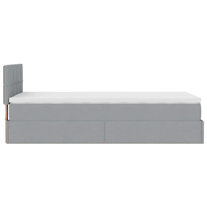 Pouf Letto con Materasso e LED Grigio Chiaro 90x200 cm Tessuto - homemem39