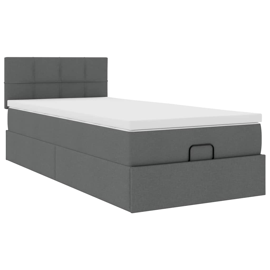 Pouf Letto con Materasso e LED Grigio Scuro 90x200 cm Tessuto - homemem39