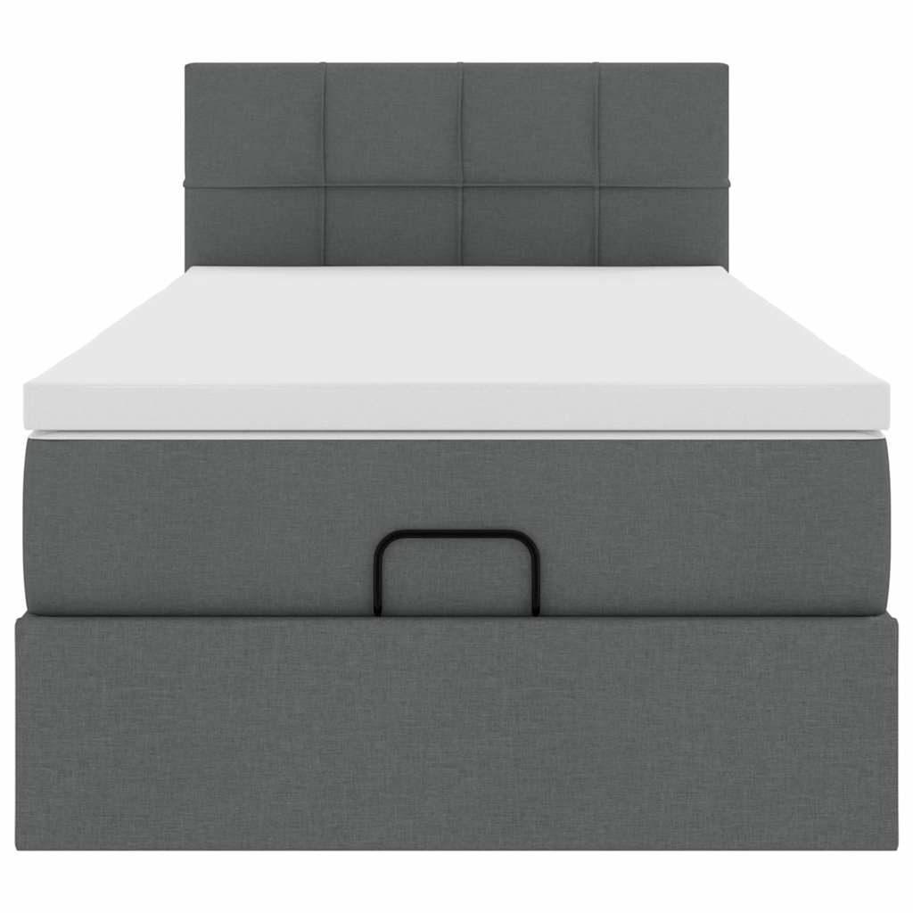 Pouf Letto con Materasso e LED Grigio Scuro 90x200 cm Tessuto