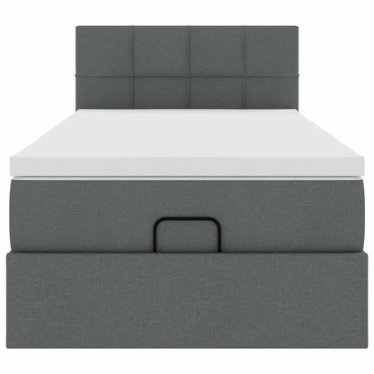 Pouf Letto con Materasso e LED Grigio Scuro 90x200 cm Tessuto
