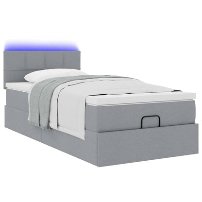 Pouf Letto con Materasso Grigio Chiaro 100x200 cm in Tessuto | homemem39