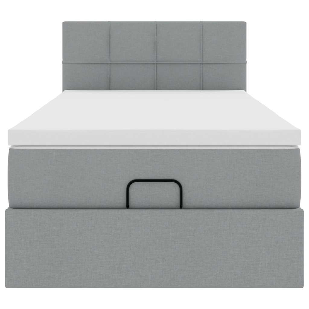 Pouf Letto con Materasso Grigio Chiaro 100x200 cm in Tessuto | homemem39