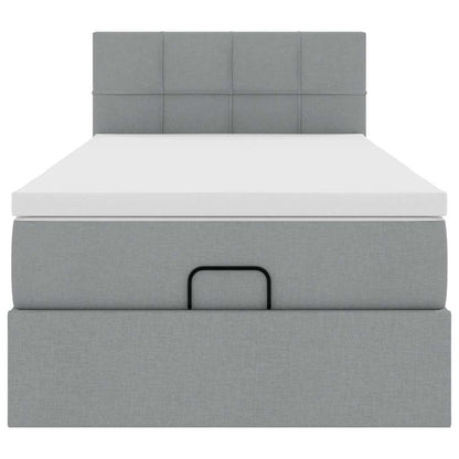 Pouf Letto con Materasso Grigio Chiaro 100x200 cm in Tessuto