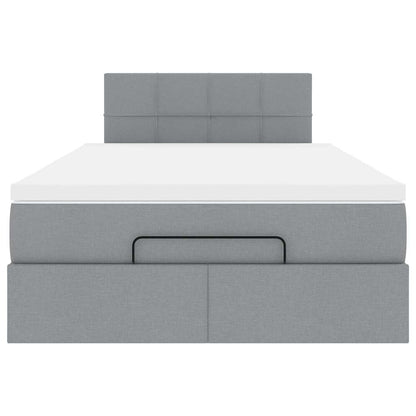 Pouf Letto con Materasso Grigio Chiaro 120x190 cm in Tessuto