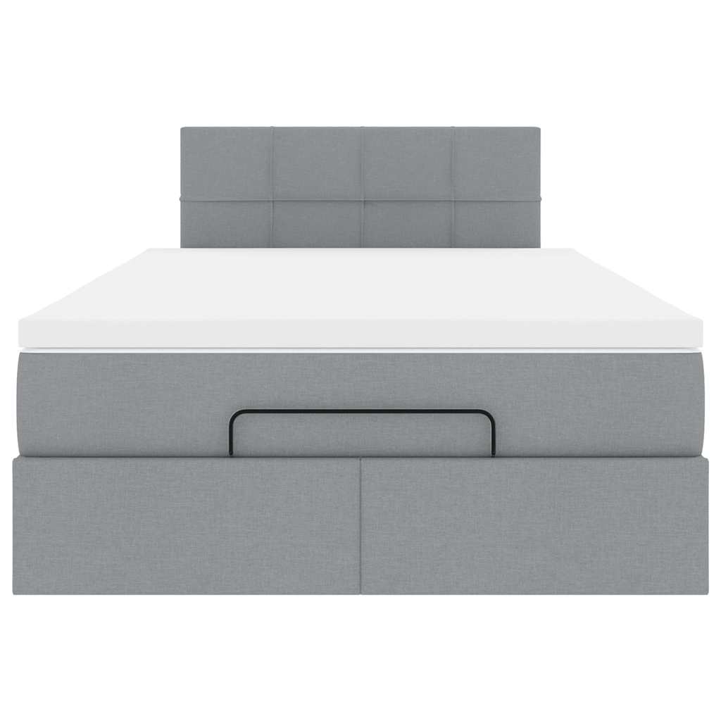 Pouf Letto con Materasso Grigio Chiaro 120x190 cm in Tessuto