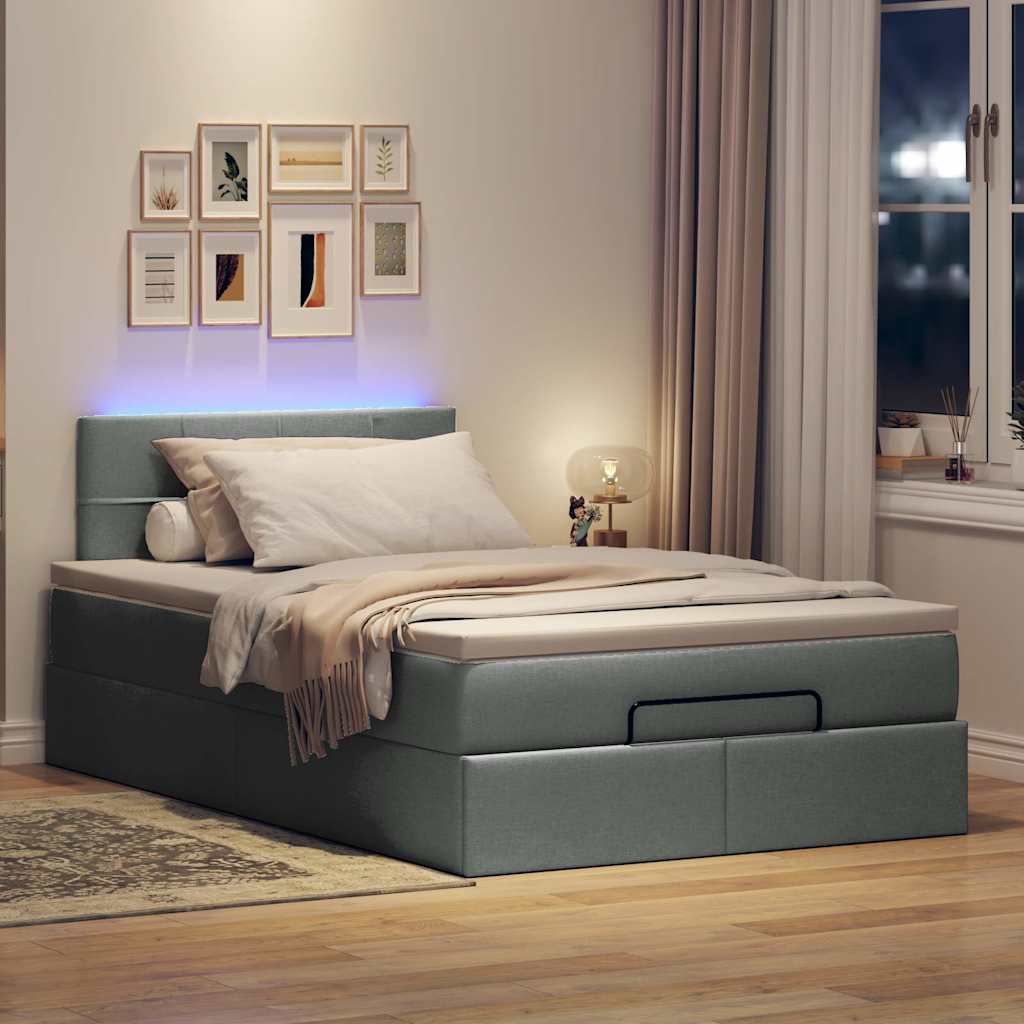 Pouf Letto con Materasso e LED Grigio Scuro 120x190 cm Tessuto | homemem39