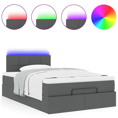 Pouf Letto con Materasso e LED Grigio Scuro 120x190 cm Tessuto | homemem39