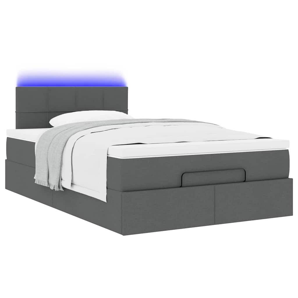 Pouf Letto con Materasso e LED Grigio Scuro 120x190 cm Tessuto | homemem39