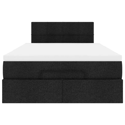 Pouf Letto con Materasso e LED Nero 120x190 cm in Tessuto
