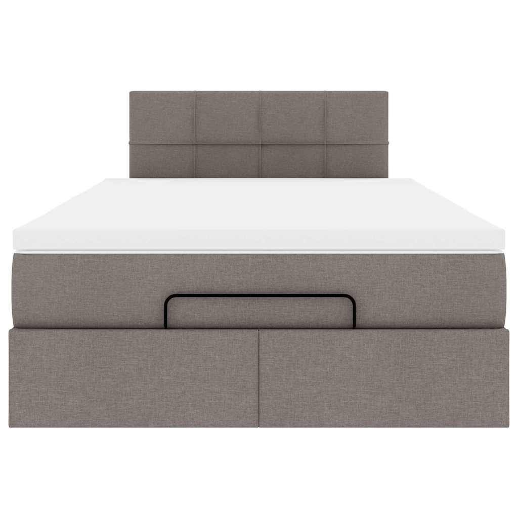 Pouf Letto con Materasso e LED Tortora 120x190cm in Tessuto