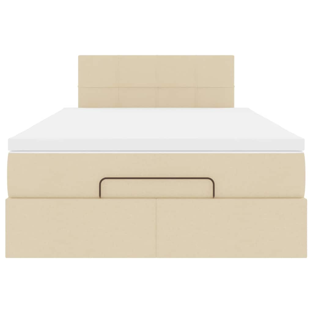 Pouf Letto con Materasso e LED Crema 120x190cm in Tessuto | homemem39