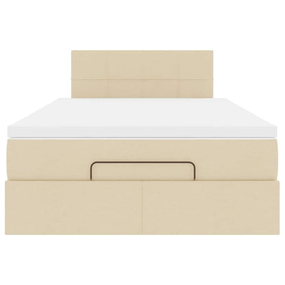 Pouf Letto con Materasso e LED Crema 120x190cm in Tessuto | homemem39