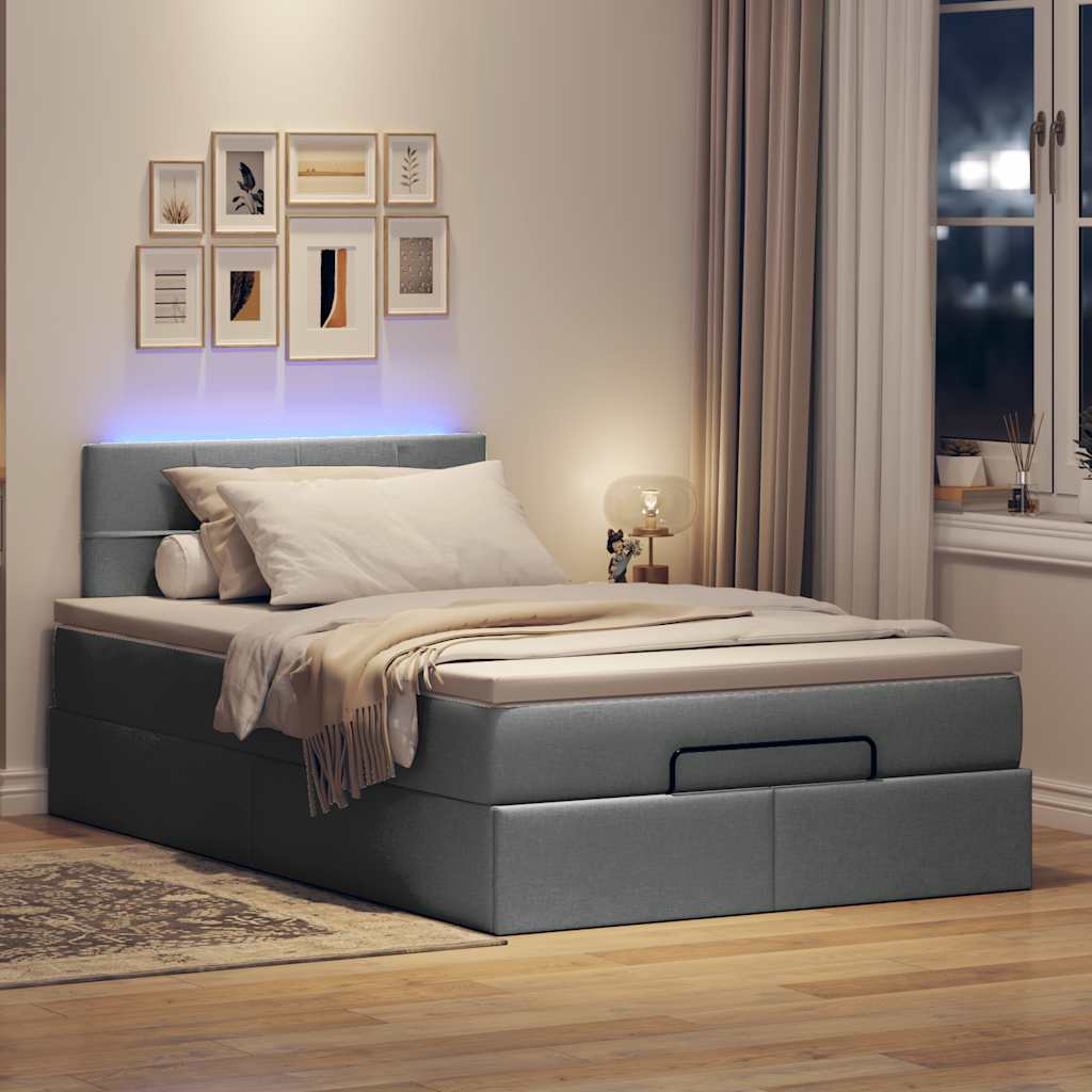 Pouf Letto con Materasso e LED Grigio Scuro 120x200 cm Tessuto - homemem39