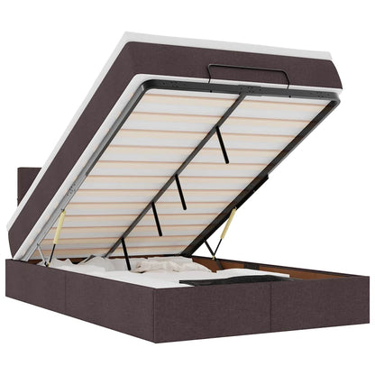 Pouf Letto con Materasso Marrone Scuro 120x200 cm in Tessuto - homemem39