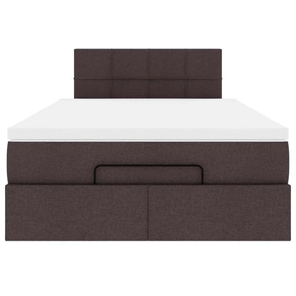 Pouf Letto con Materasso Marrone Scuro 120x200 cm in Tessuto