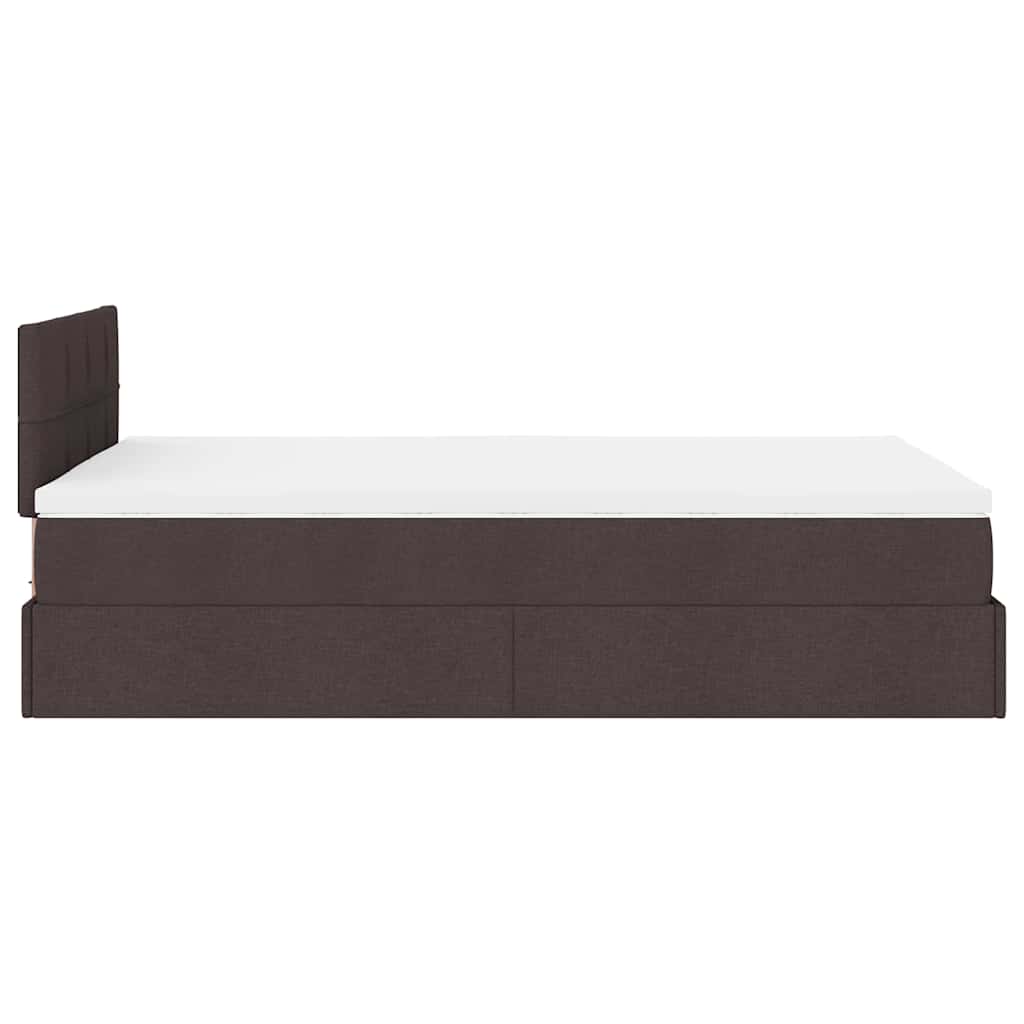 Pouf Letto con Materasso Marrone Scuro 120x200 cm in Tessuto - homemem39