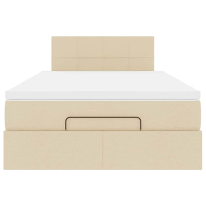 Struttura Letto Pouf con Materasso Crema 120x200 cm in Tessuto | homemem39