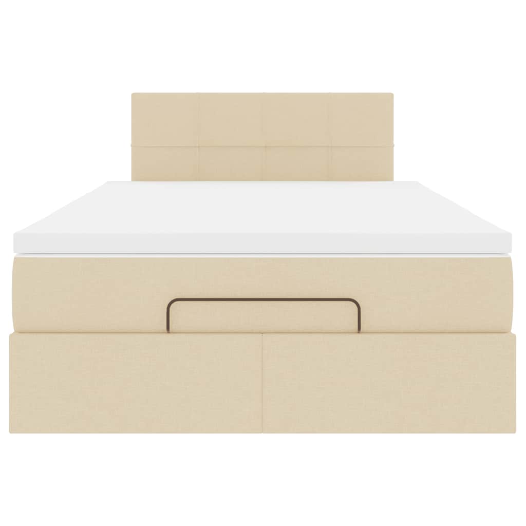 Struttura Letto Pouf con Materasso Crema 120x200 cm in Tessuto