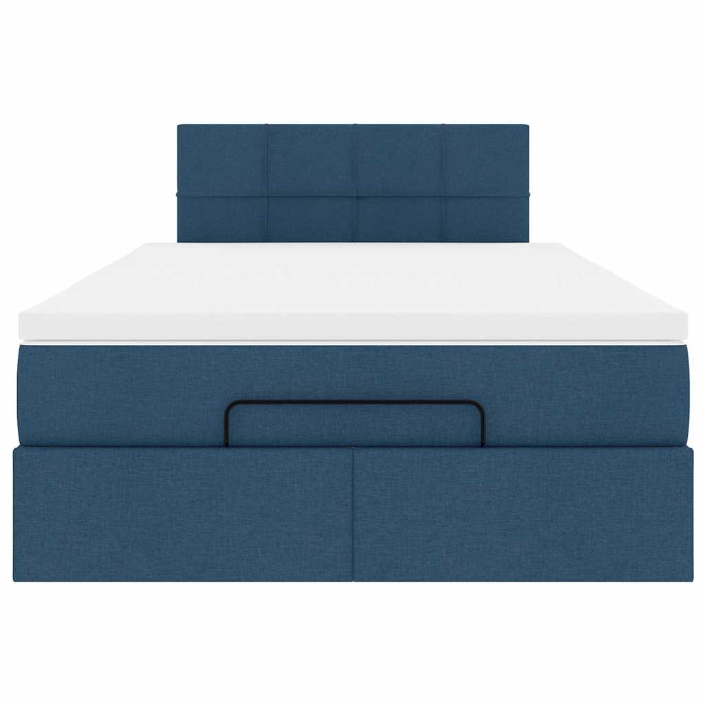 Pouf Letto con Materasso e LED Blu 120x200 cm in Tessuto