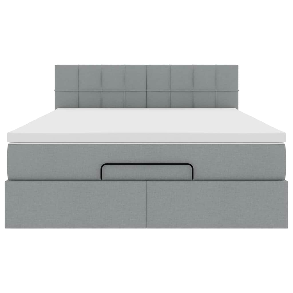 Pouf Letto con Materasso e LED Grigio Chiaro 140x190 cm