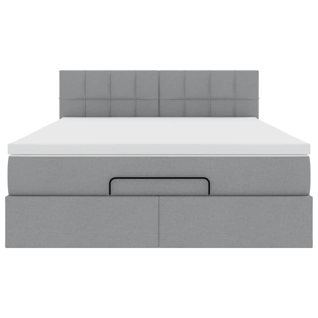 Pouf Letto con Materasso e LED Grigio Chiaro 140x190 cm