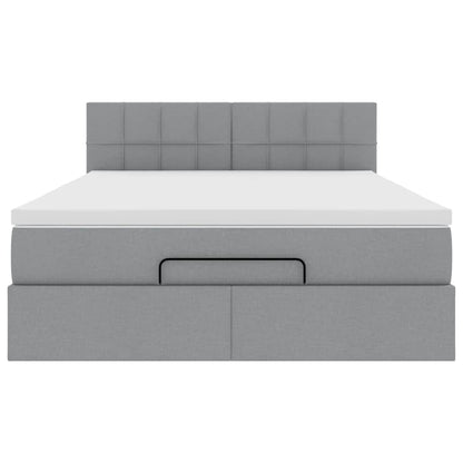 Pouf Letto con Materasso e LED Grigio Chiaro 140x190 cm