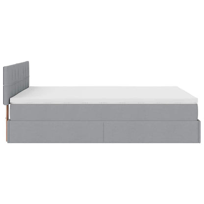 Pouf Letto con Materasso e LED Grigio Chiaro 140x190 cm