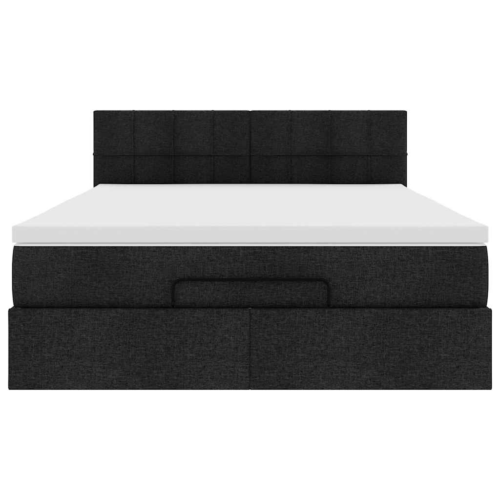 Pouf Letto con Materasso e LED Nero 140x190 cm