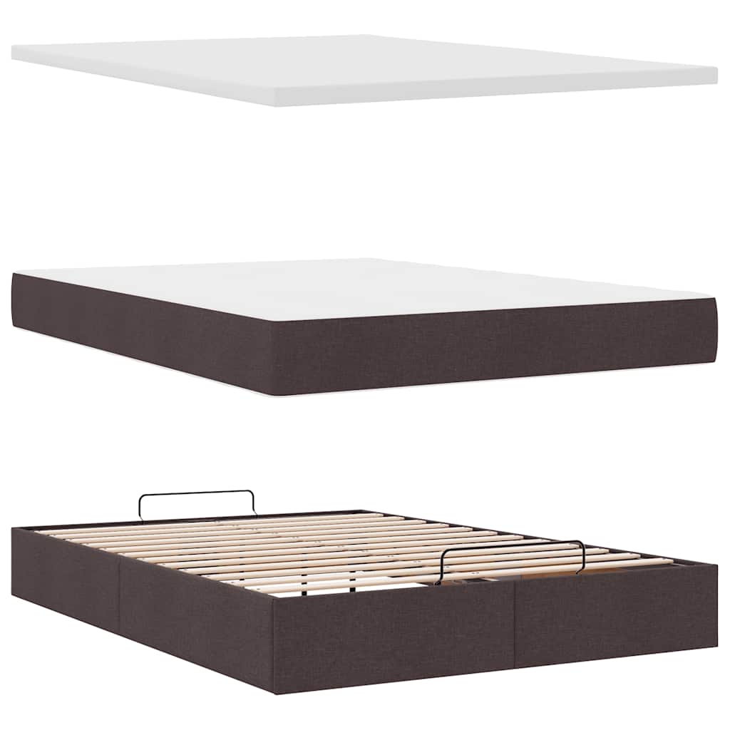 Pouf Letto con Materasso e LED Marrone Scuro 140x190 cm | homemem39