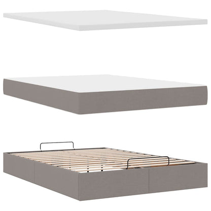 Pouf Letto con Materasso e LED Tortora 140x190 cm in Tessuto | homemem39