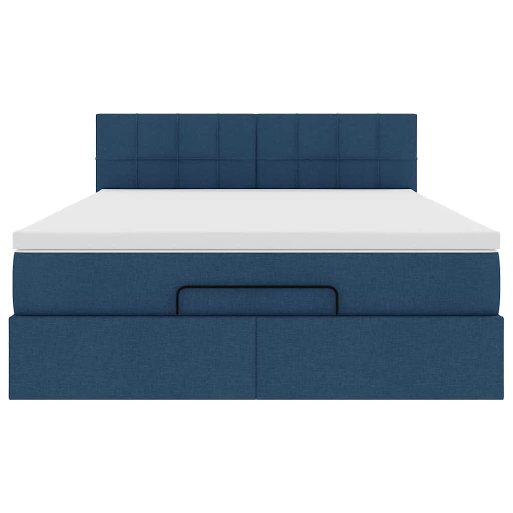 Pouf Letto con Materasso e LED Blu 140x190 cm