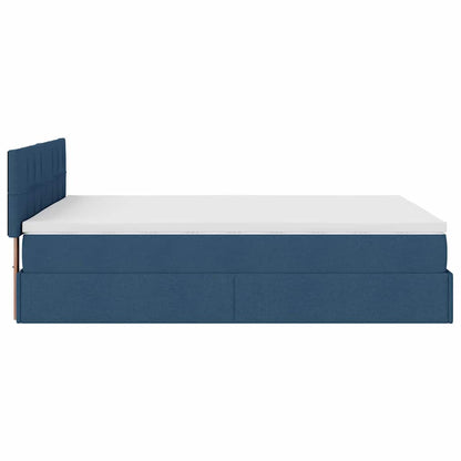 Pouf Letto con Materasso e LED Blu 140x190 cm