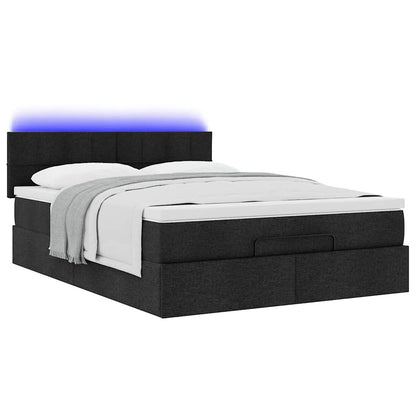 Pouf Letto con Materasso e LED Nero 140x200 cm in Tessuto | homemem39
