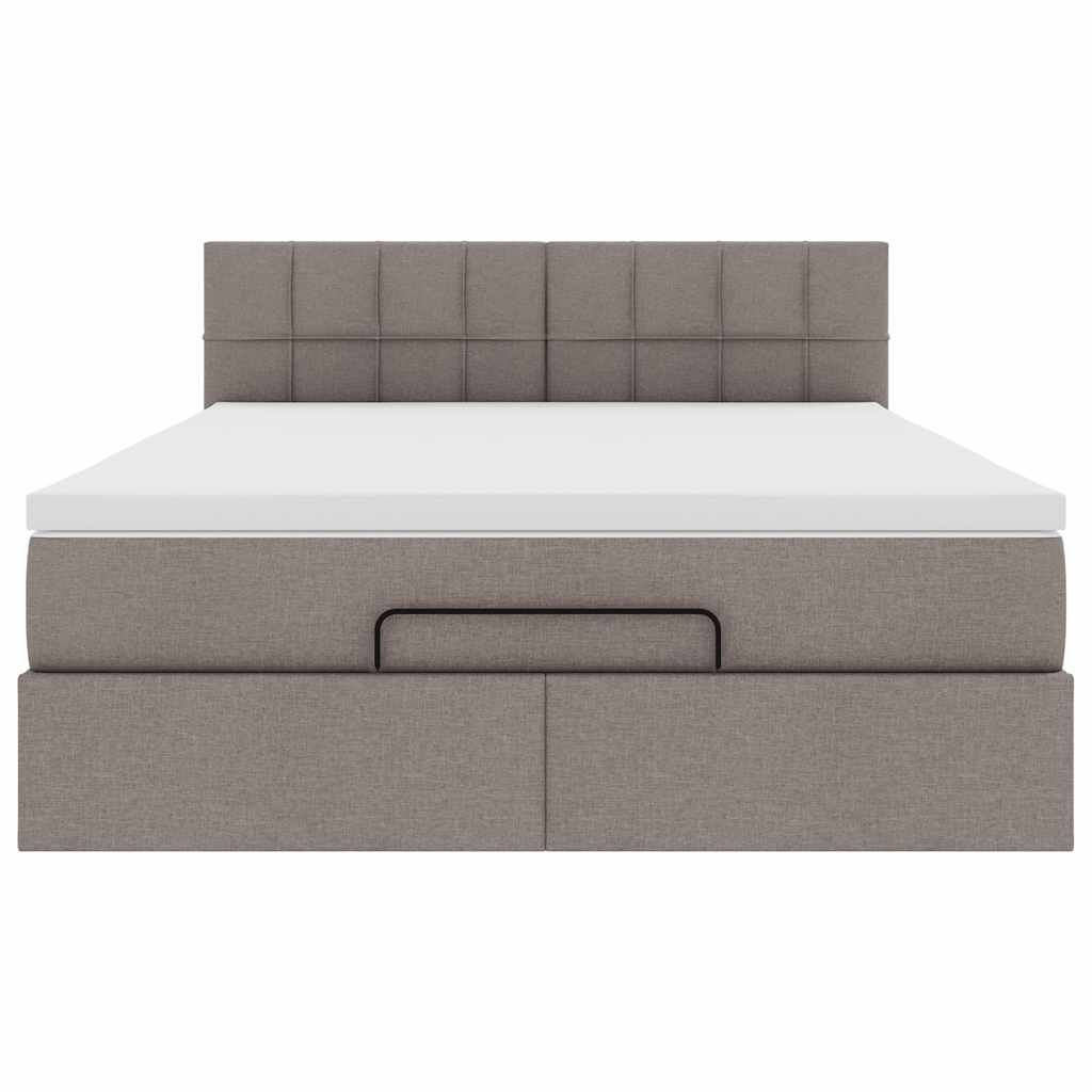 Pouf Letto con Materasso e LED Tortora 140x200 cm in Tessuto | homemem39