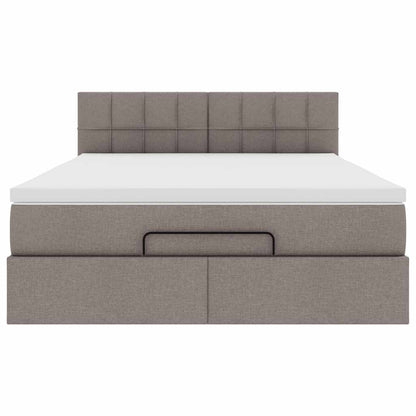Pouf Letto con Materasso e LED Tortora 140x200 cm in Tessuto | homemem39