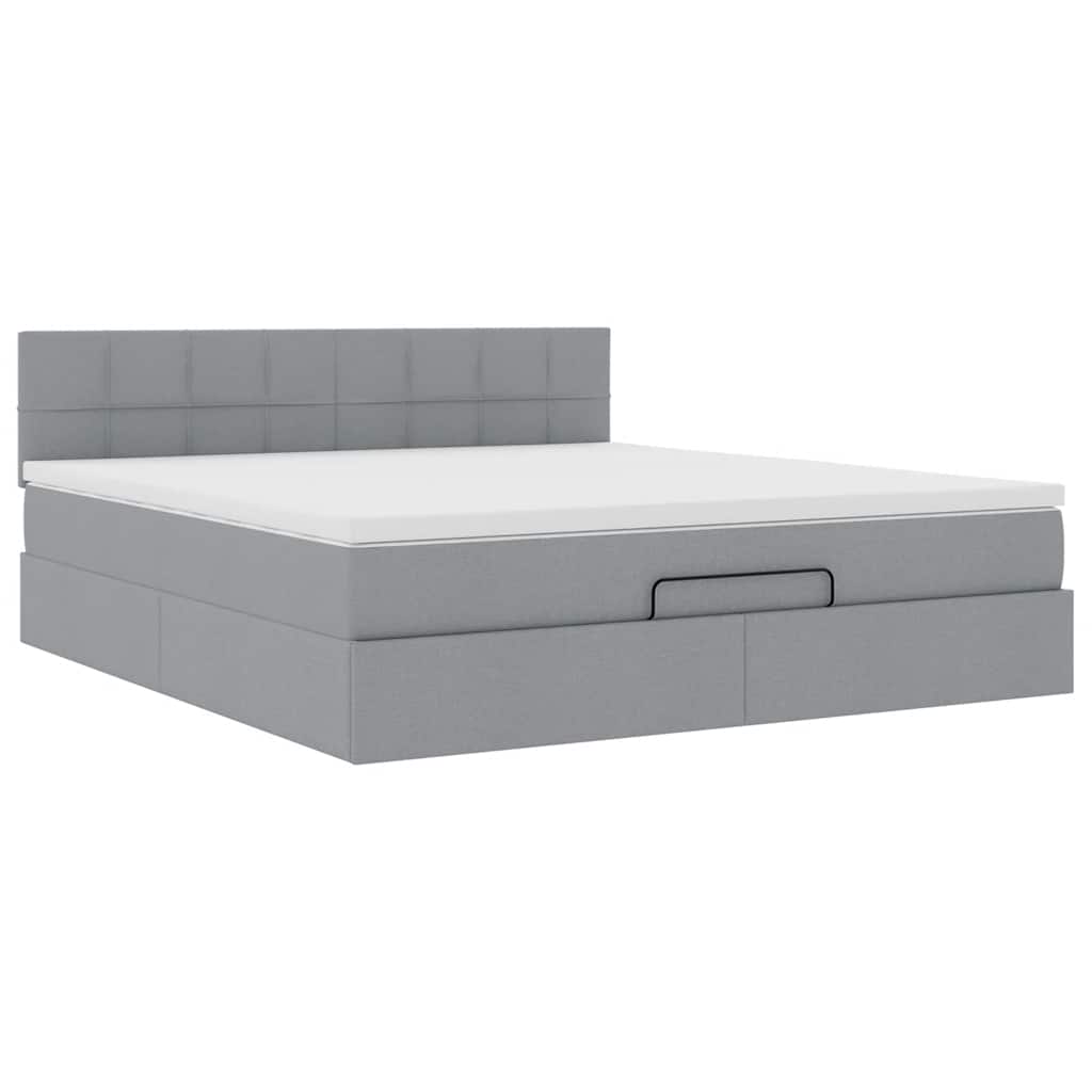Pouf Letto con Materasso Grigio Chiaro 160x200 cm in Tessuto | homemem39